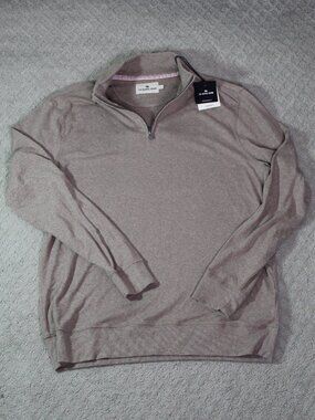 The Normal Brand Sweater Mens Large Beige 1/4 Zip Mock Neck Knit Pullover Casual